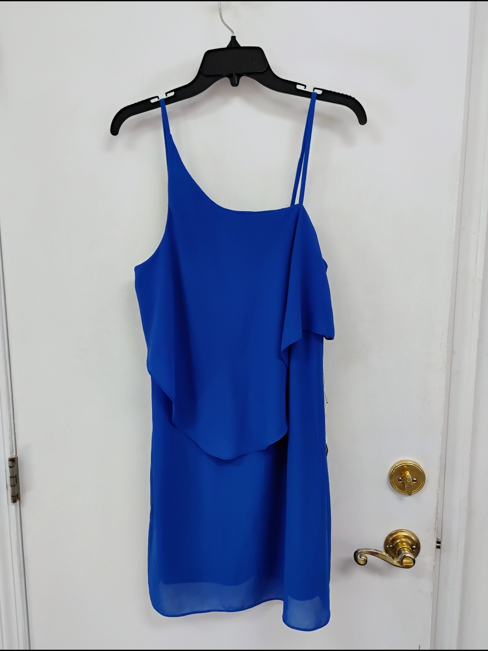 NWT A. Byer Royal Blue One-Shoulder Layered Dress Size M